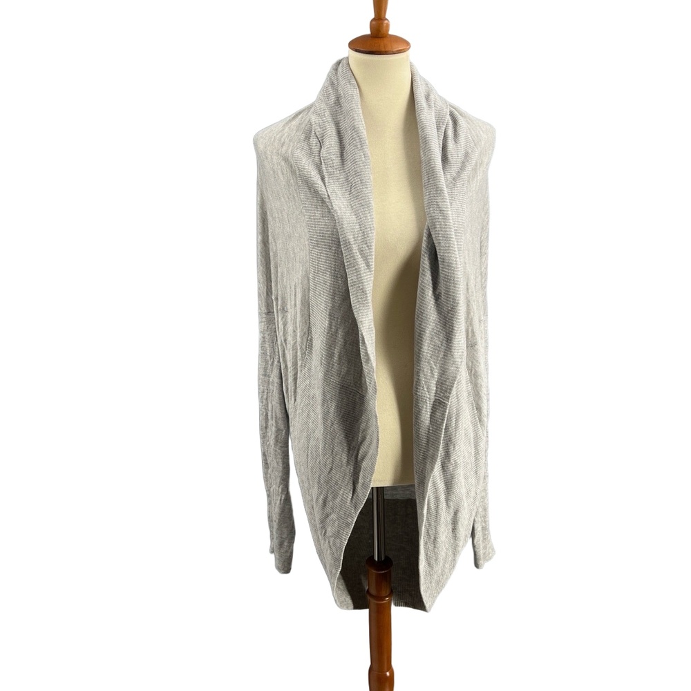H By Halston Cardigan Light Gray Shawl Collar Open Front Large